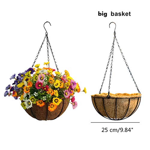 Mynse Flo Fake Daisy Flower Hanging Basket For Home Balcony Wedding Indoor Decoration Hanging Basket Artificial Daisy Flowers Multi-Color (Big Basket And Artificial Flowers) Flo #TOP2