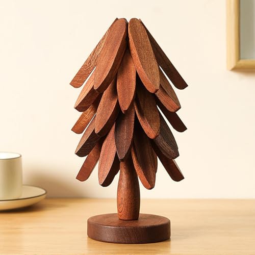 Baum Untersetzer Set Aus Holz, Weihnachtsbaum Küchen Untersetzer, Wärmedämmmatte Für Den Esstisch Aus Holz, Tischschutz Für Heiße Töpfe