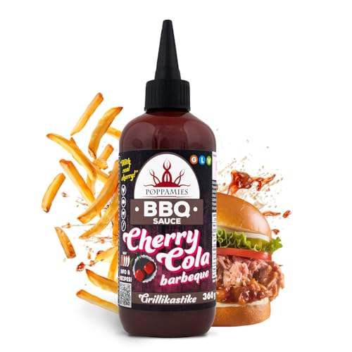 Poppamies BBQ-Sauce Cherry Cola Barbeque Preisgekrönter süß-säuerlicher Geschmack perfekt für Rippchen und Burger Glutenfrei Vegan 360 g