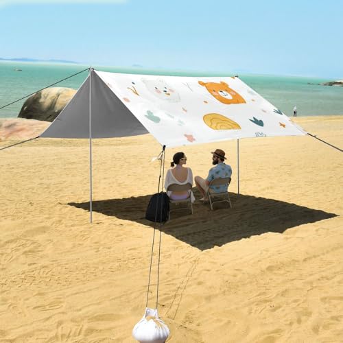 Tienda de playa con pala para arena y postes estables de camping 4