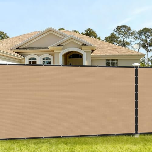 Buzzbazaar 5' x 18' Sand Heavy Duty Privacy Fence Screen Ultra - Commercial Grade Shade Cover with Brass Grommets, Outdoor Wind Block & Yard Barrier, Customizable Size