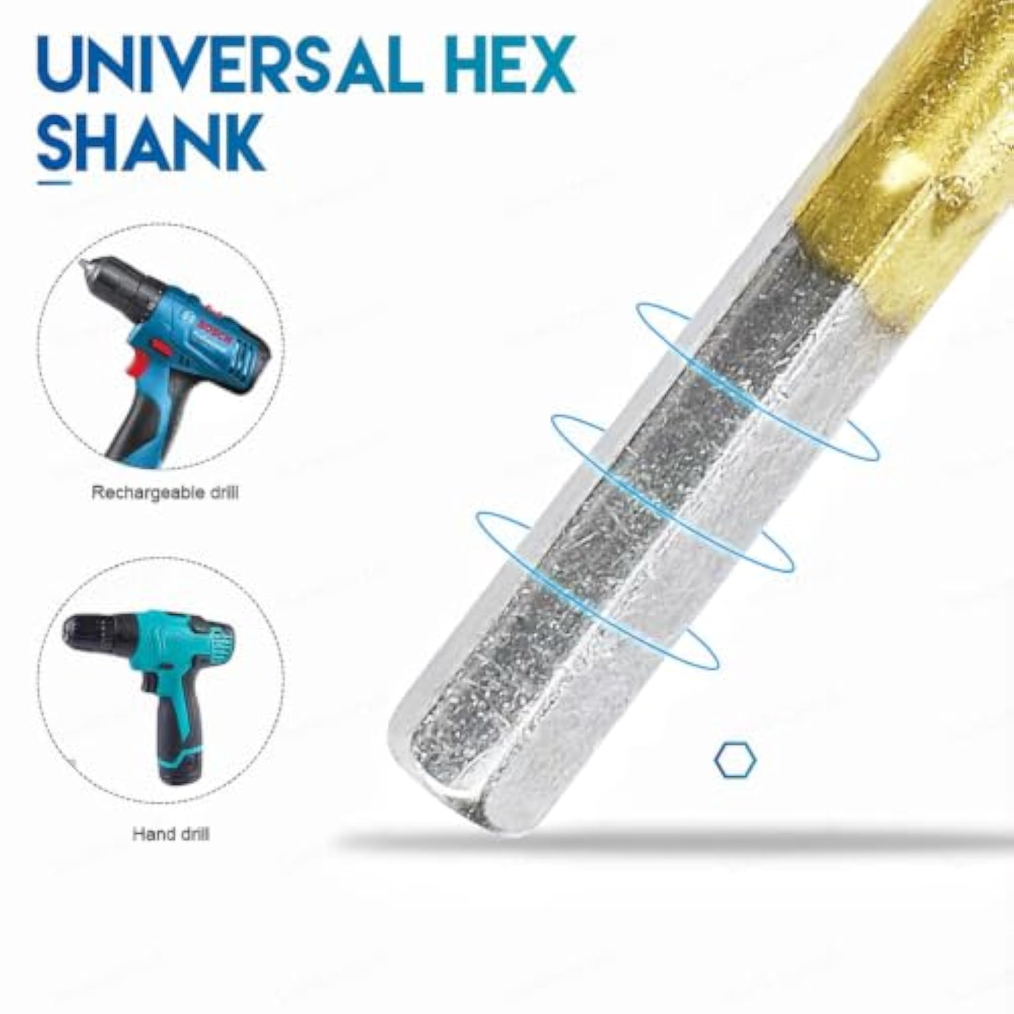 6-Pcs Wood Flat Drill Bits Set with 1/4 Hex Shank