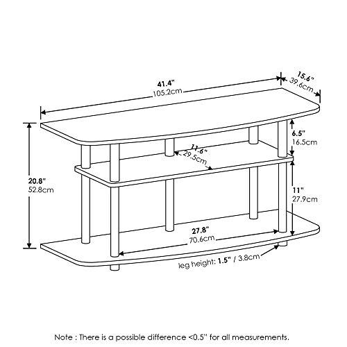 Image of Furinno Frans Turn-N-Tube TV Stand for TV Size up to 43 Inch, 3-Tier, Black Oak