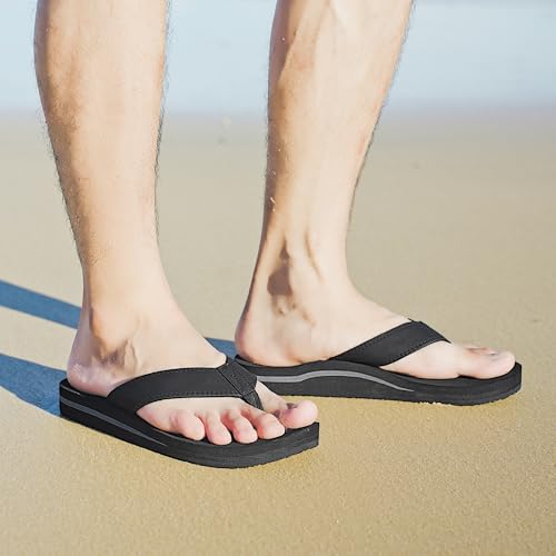 Men's Wide Flip Flop with Orthotic Arch Support Athletic Slide Thong Sandals for Men Soft Cushion Footbed 6