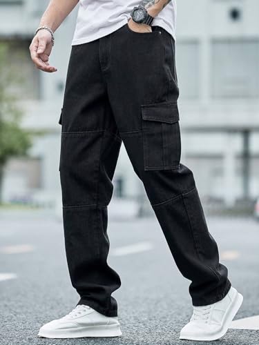 Image of Men Loose Fit Men's Flip Pocket Cargo || Mens Stylish Cotton Loose Fit Denim Jeans || Multi-Pocket Styling || Perfect for Casual Fashion || Comfortable Classic Men's Outerwear (MDJ-3)