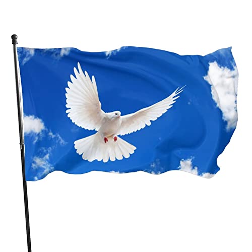 Friedensfahne 150x90cm - Friedenstaube und blauer Himmel Flagge, Polyester Fahne, Leichte Gartenflagge, Dekoratives Banner, UV-beständig