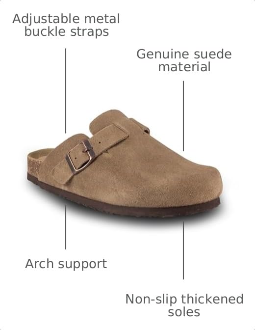Image of EMMA NEW YORK Womens Clogs Mules Slip-On for Women with Arch Support Cork Footbed Potato Shoes