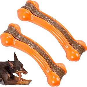 Dog Bones Chew Toys for Aggressive Chewers Large Breed, 2 Pack Real Beef Flavor,Indestructible Dog Teething Chew Toys for Large/Medium/Small Breed,Tough Dog Toy with Durable Nylon