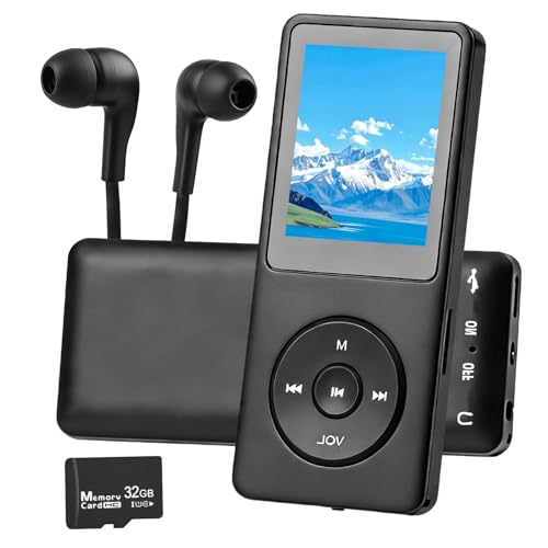 Reproductor MP3 32GB Bluetooth 5.3 con Auriculares, Pantalla TFT 1,8' a Color, MP3 para niños con Altavoz, Radio FM, grabadora, ebook, vídeo, Ecualizador, Memoria Ampliable hasta 128GB