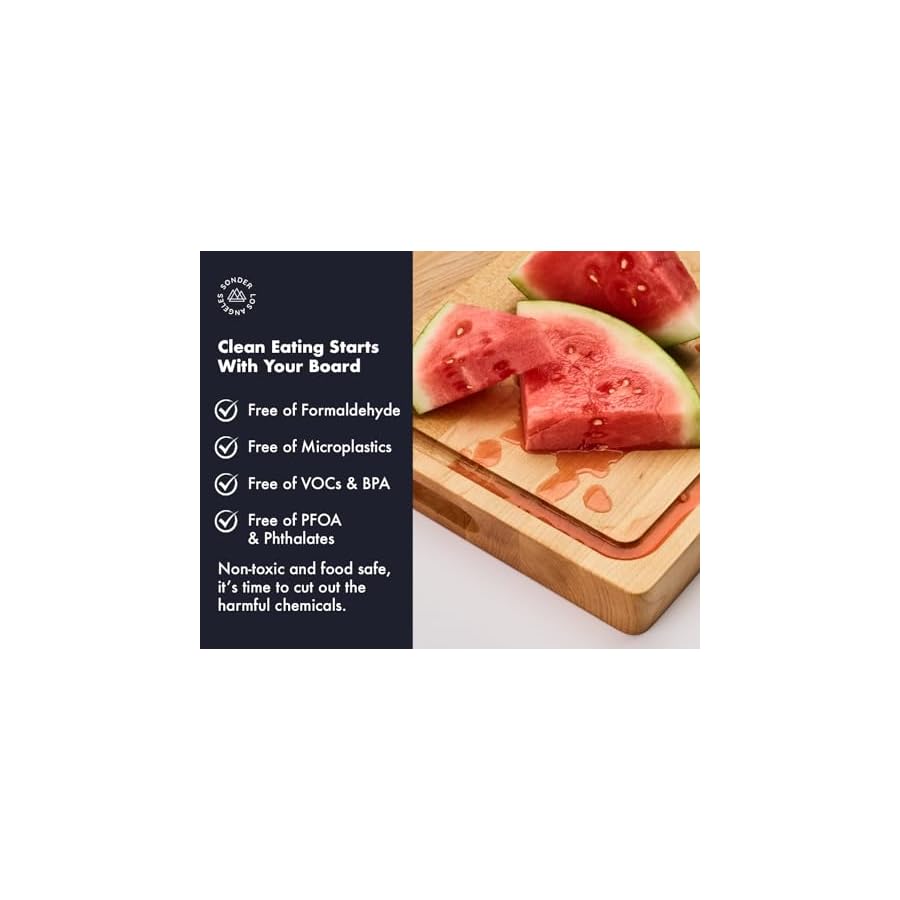 Sonder Los Angeles, Made in USA, Large Thick Maple Wood Cutting Board for Kitchen with Juice Groove, Sorting Compartment, Charcuterie Wooden Board 17x13x1.5 in (Gift Box Included) Natural