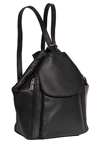 Sac à dos en cuir noir véritable pour ranger livres et cosmétiques sans effort