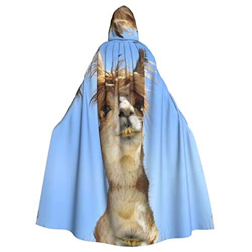 PIXOLE Cape à capuche avec imprimé de baseball de feu pour hommes et femmes, cape de 150 cm, pour Noël, Halloween, cosplay, Lama drôle d'alpaga, taille unique