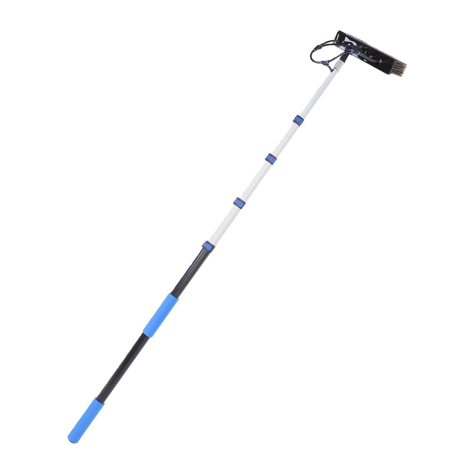 GOWENIC Cepillo de Limpieza para Paneles Solares, Kit de Varilla Retráctil de 12 Pies para Ventana, Techo, Canalón, Panel Fotovoltaico, Depurador Alimentado por Agua con Escobilla de Goma,