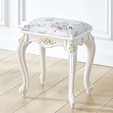 Taburete cuadrado vintage tapizado para tocador, 17 pulgadas