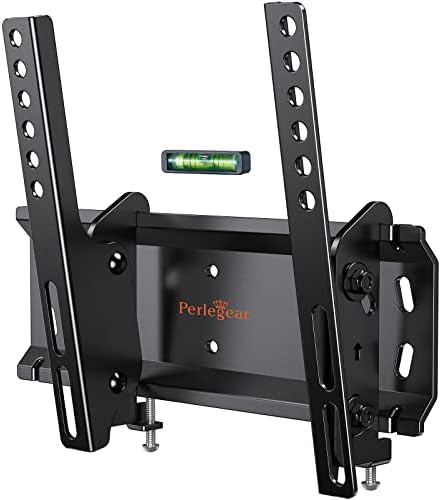 Perlegear Tilt TV Wall Mount for 13 to 42 inch TVs, TV Wall Bracket with Tilt, Low Profile, VESA 75x75-200x200mm, Ultra-Slim TV Mount Holds Flat or Curved TVs up to 25 kg, PGST02