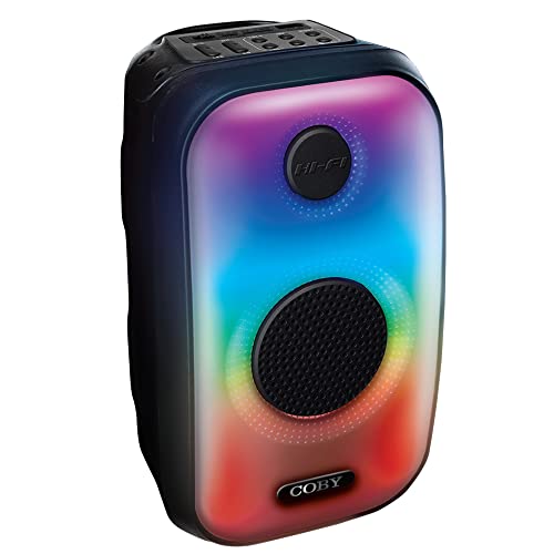 Image of Coby Flame Bluetooth Party Speaker | 3 inch Bluetooth Speaker, Rechargeable Battery, USB Input, TF Card Slot | 3 LED Light Modes | Indoor /Outdoor Portable Speaker w /Handle for Parties, Gatherings, Events