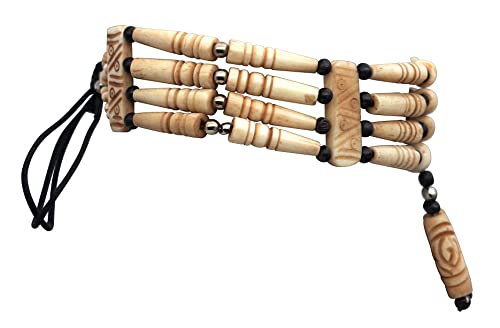 outROAR Gear American Indian Style Bone Choker Necklace, 4 Row Tan Traditional Hairpipe Beads, Unisex Adjustable2