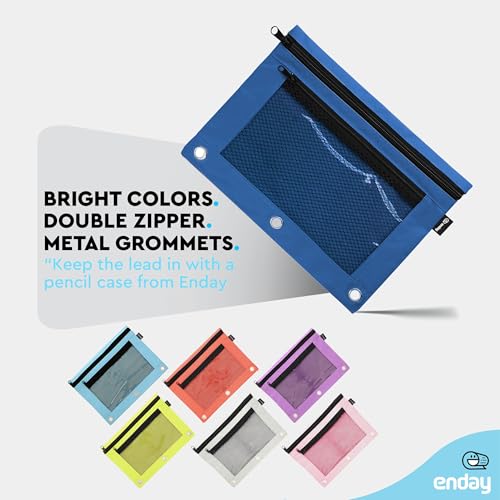 Image of Enday Dark Blue Pencil Pouch for 3 Ring Binder, Zippered Binder Pencil Pouches, 3 Ring Pencil Pouch for Binder, Pencil Case for Binder, Large Pencil Bags for School, Home, and Office