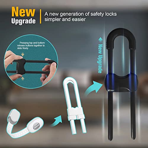 6Pcs Cabinet Locks For Babies, Adjustable U-Shaped Child Safety Locks, Multifunctional Cabinet Handle Lock For Drawers For Cabinets, Drawer, Gate, Furniture Doors, Closet With Secure Lock Buttons #TOP1