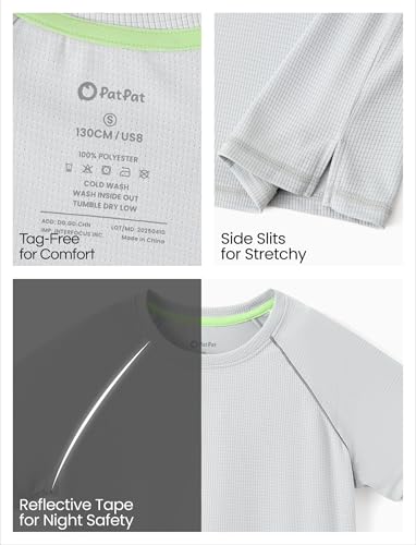 PATPAT Boys 2-Piece Athletic Set, Ultra Lightweight Quick-Dry T-Shirt & Shorts with Air-Grid Tech, Moisture-Wicking Sports Uniform for Kids Youth, Motion Navy, US8/S3