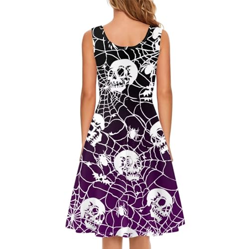 Image of TOADDITDO Women's Sleeveless O Neck Beach A-Line Party Coctail Tank Dresses Flared Sundress