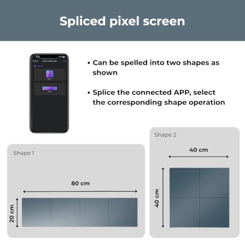 Image of Apex Spliced Pixel Display LED Frame (8x8 Pixel)(4 pcs), Smart LED Pixel Art Display, App Control, DIY Animation, Digital Clock, 16x16 or 32x8 Display, Gaming Room & Desk Decor