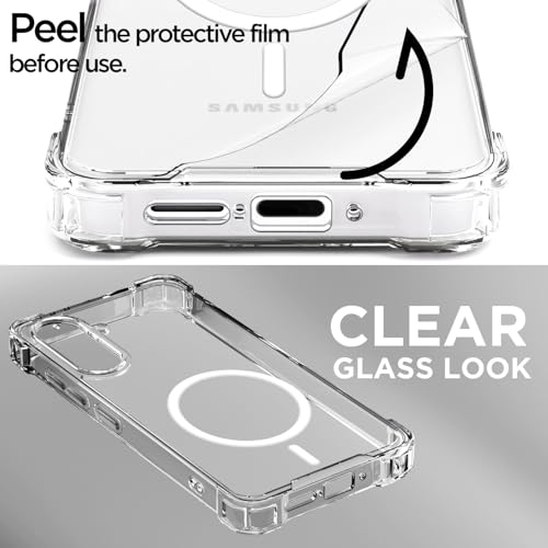 Image of Outlouders Back Cover for Samsung Galaxy A56 5G Mag-Safe Transparent PC + TPU Bumper Case with Magnetic Support Shockproof Protection (Transparent Mag-Safe)