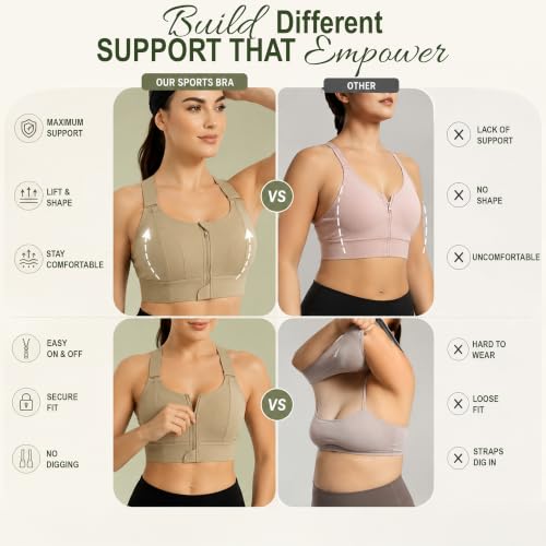 Image of Shoppy Villa - high Impact Sports Bra for Heavy Breast Full Coverage | Gym Bras for Women Workout | Yoga Bra,with Front Zipper Seamless Bra Push up Bras for Women | Black | 2X-Large