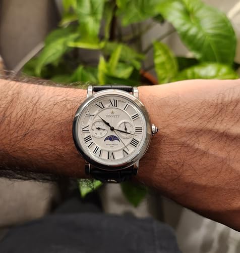Image of Bennett Celest Limited Edition Men's Watch with Japanese Quartz Movement | Sun & Moon Phase | Premium Analog Dress Watch | Classy Watches for Men