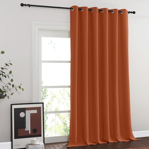 NICETOWN Blackout Room Divider Curtains for Sliding Glass Doors 102 Inches Long 1 Panel, Extra Wide Curtains for Doorway Patio Bedroom Living Room (Burnt Orange, 80Wx102L, 1 Panel)