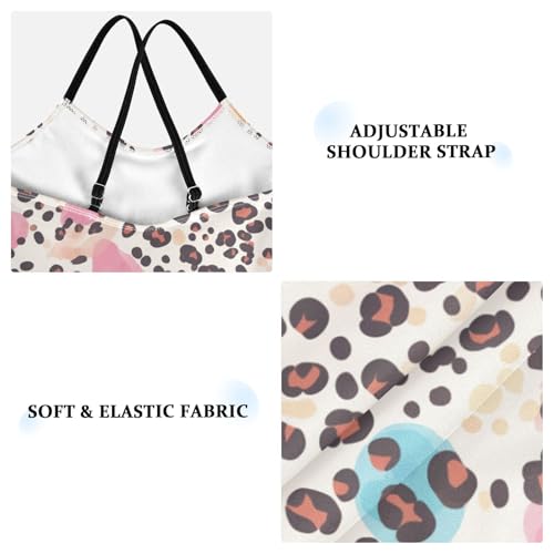 Leopard Print Kids Girls One Piece Bathing Suit Beach Swimwear Adjustable Shoulder Strap Cute3