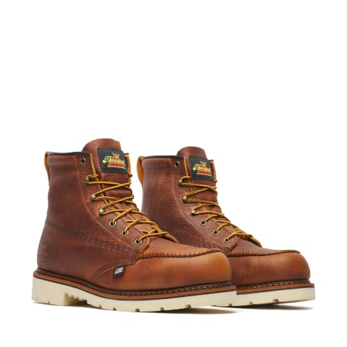 Image of Thorogood American Heritage 6 inch Steel Safety Moc Toe Work Boot for Men, Durable Leather, Slip-Resistant Outsole, ASTM Rated