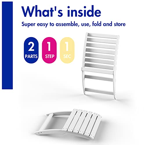 Briopaws Outdoor Folding Adirondack Chair, Weather Resistant Portable Fire Pit Chairs, Hdpe Plastic Camping Chair For Beach Poolside Fishing Campfire Patio Garden Indoor Lawn, Support 350 Lbs, White #TOP6
