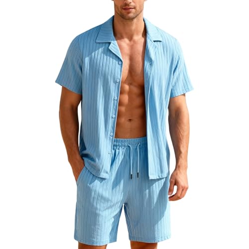 Short à taille élastique et chemise décontractée homme pour la plage et les vacances