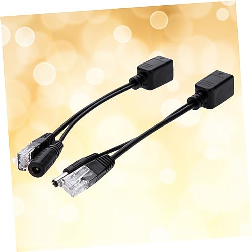 2PCS POE Splitter Adapter Cable de conexión de cobre completo para Ethernet negro Compatible con inyectores POE para redes y oficina en casa miniatura 6