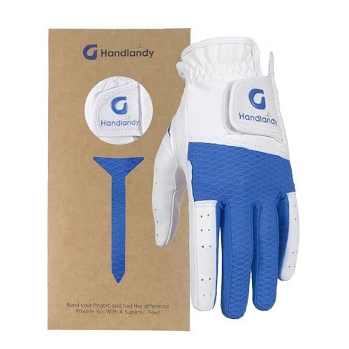 HANDLANDY Youth Golf Glove Left Hand Kids Golf Gloves for Junior Toddler Boys Girls (Blue Medium (Age 5-7))