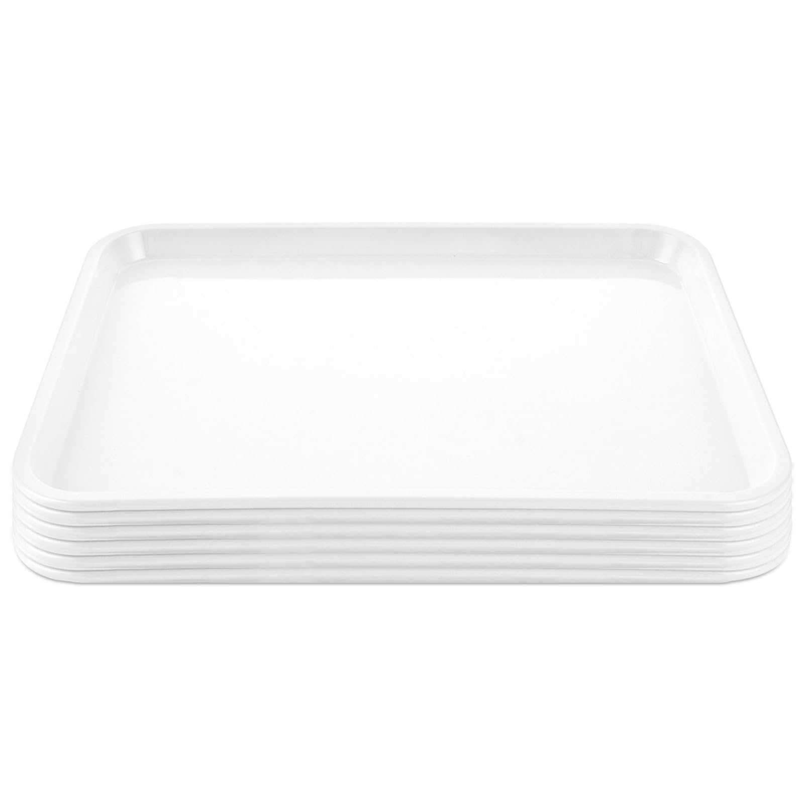 6 bandejas blancas, de plástico, 33 x 25 cm, platos rectangulares, para fiestas, de plástico sin BPA, para verduras, frutas, postres, accesorios para buffet
