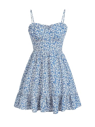 SweatyRocks Girl's Floral Print Bowknot Cami Dress Spaghetti Strap A Line Summer Dresses