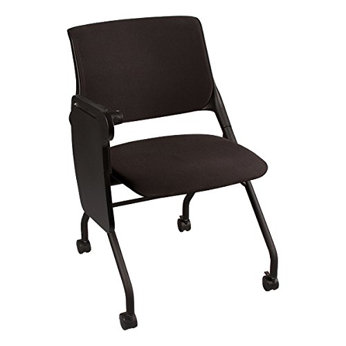Image of Learniture Upholstered Tablet Arm Mobile Nesting Chair with Flip-Up Seat NOR-SYS3030-SO, Black