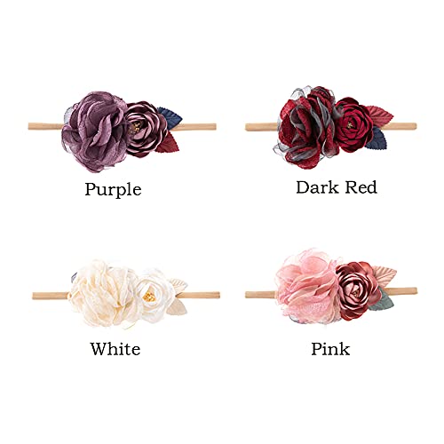 Wiwpar Flower Crown Headband Gauze Headwear Elastic Adjustable Head Piece Girl's Hairbands For Toddler And Childrens (White) #TOP4