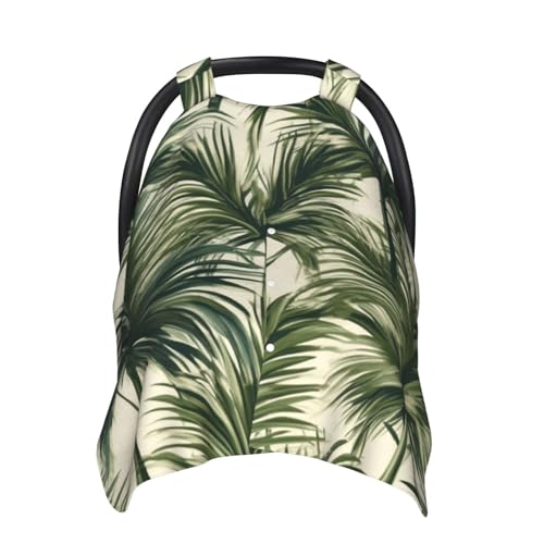 Baby Car Seat Canopy Cover for Mom, Soft Breathable Nursing Breastfeeding Covers Multi Use Stroller Sun Shade Newborn Shower Gift，Palm Tree