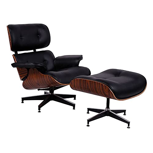 OR DESIGN Poltrona Charles Eames com Puff - Preto