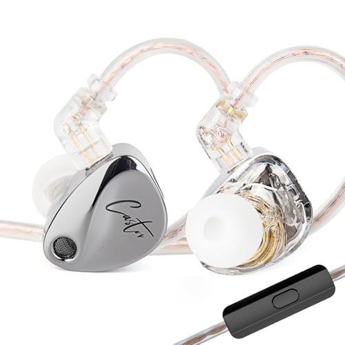 Image of keephifi Kz Castor In Ear Monitor Headphones,Dual-Dynamic Driver Wired Earbuds, Hifi Improved Bass In-Ear Earphone Sound Tuning Noise Isolating Iem,2Pin Detachable Cable (Silver, With Mic)