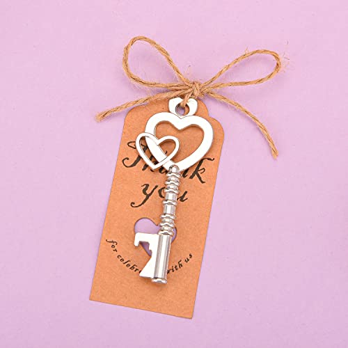 50Pcs Key Bottle Openers,Vintage Key Bottle Opener,Wedding Favors&Reception Skeleton Bottle Opener With Blessing Tag Cards And Keychains，Great Addition To You Thank Bags (Silver) #TOP6