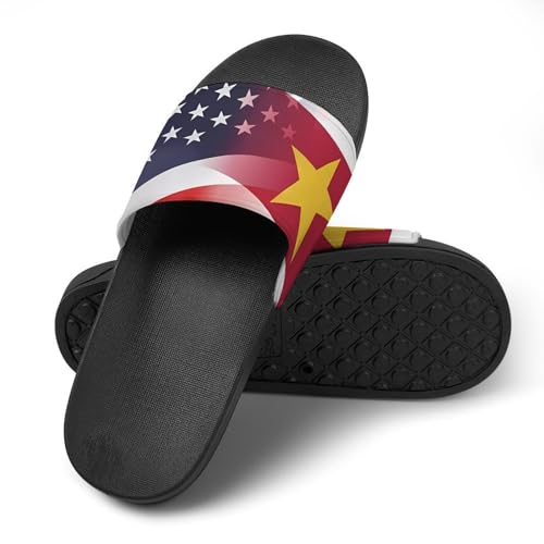 Flag of Suriname And U.S. FLAG House Sandals Non-Slip Bathroom Slippers Beach Summer Shoes for Men Women4