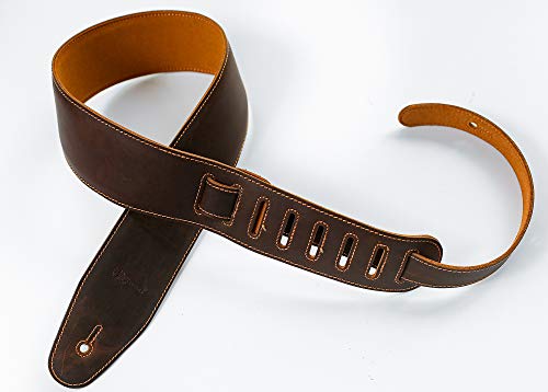 Jeereal Full Grain Genuine Padded Leather Guitar Strap (2.75Inches Width) For Electric, Acoustic, And Bass Guitars (Red Brown) #TOP1