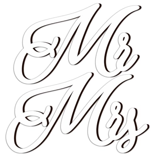 WEKADRIN Stuhlschilder Hochzeit Mr Mrs mit Rosa Schleife Dekoration für Brautpaar Stühle bei Zeremonie