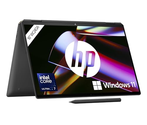 HP Spectre x360 2-in-1 Convertible Laptop | Intel Core Ultra 7 155H mit integrierter KI | 16' WQXGA IPS Touchscreen | 16GB RAM | 1TB SSD | Intel Arc Graphics | Win11 | QWERTZ Copilot Key | Schwarz