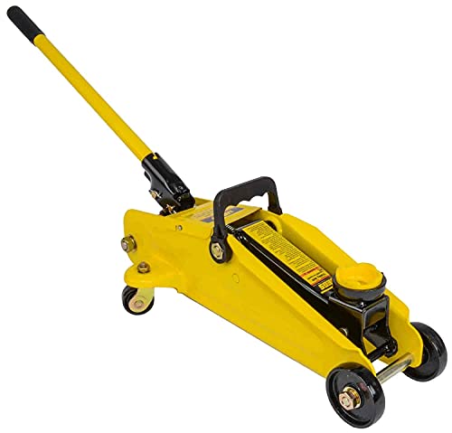 Jegs Hydraulic Utility Floor Jack And Jack Stands | 2-Ton Capacity | Heavy Gauge Steel Frames | Powder Coated Black And Yellow | Heavy Duty Caster Wheels On Floor Jack #TOP4