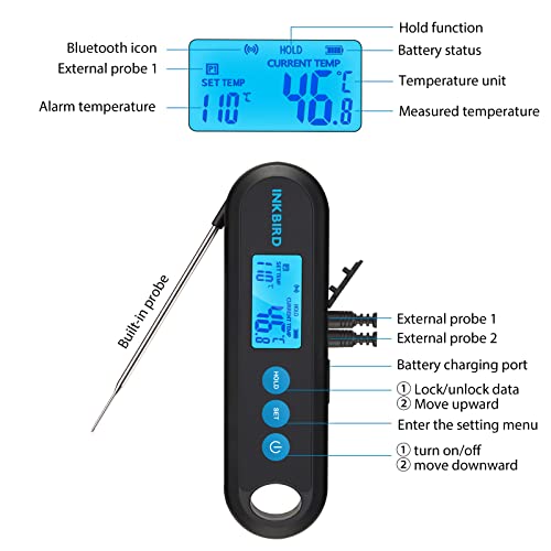 Inkbird kabelloses Grillthermometer IHT-2PB mit Bluetooth und 2 Sonden